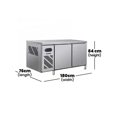 Berjaya BS2DC6/Z Electric Double Door Under Counter Chiller 472 L, Power 360-400W, 180 × 76 × 84 cm - HorecaStore