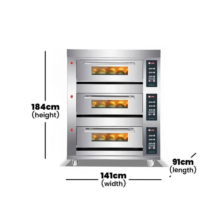 capinox yg 36 gas bake oven with digital control panel stainless steel gas burner 141 x 91 x 184 cm 3 decks 6 trays