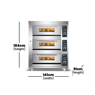 capinox yg 36 gas bake oven with digital control panel stainless steel gas burner 141 x 91 x 184 cm 3 decks 6 trays