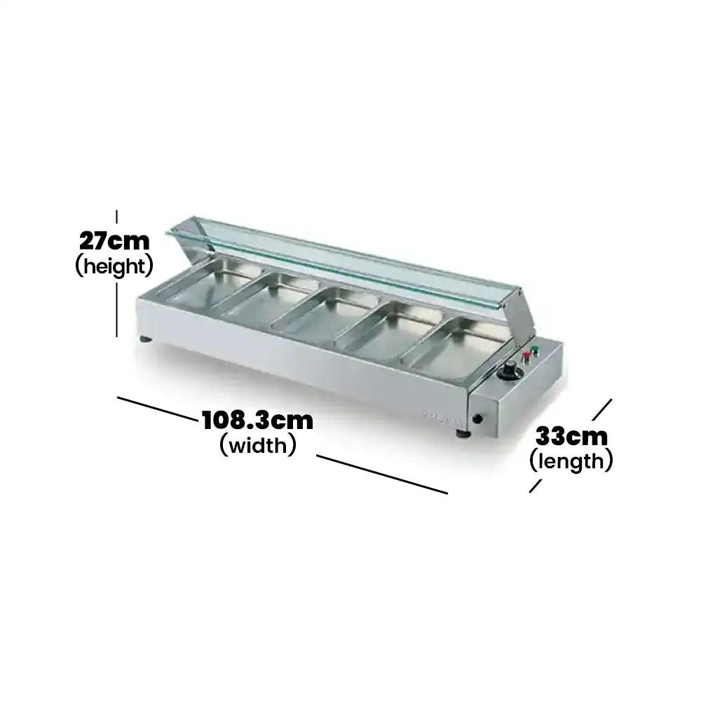 Berjaya BMC5 Electric Mini Bain Marin Counter 5 GN Trays Without Lid, Power 1200W - HorecaStore