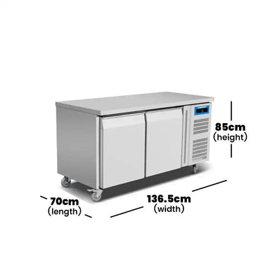 inofrigo gn2100bt stainless steel work top freezer 260 liters power 588w 136 5 x 70 x 85 cm