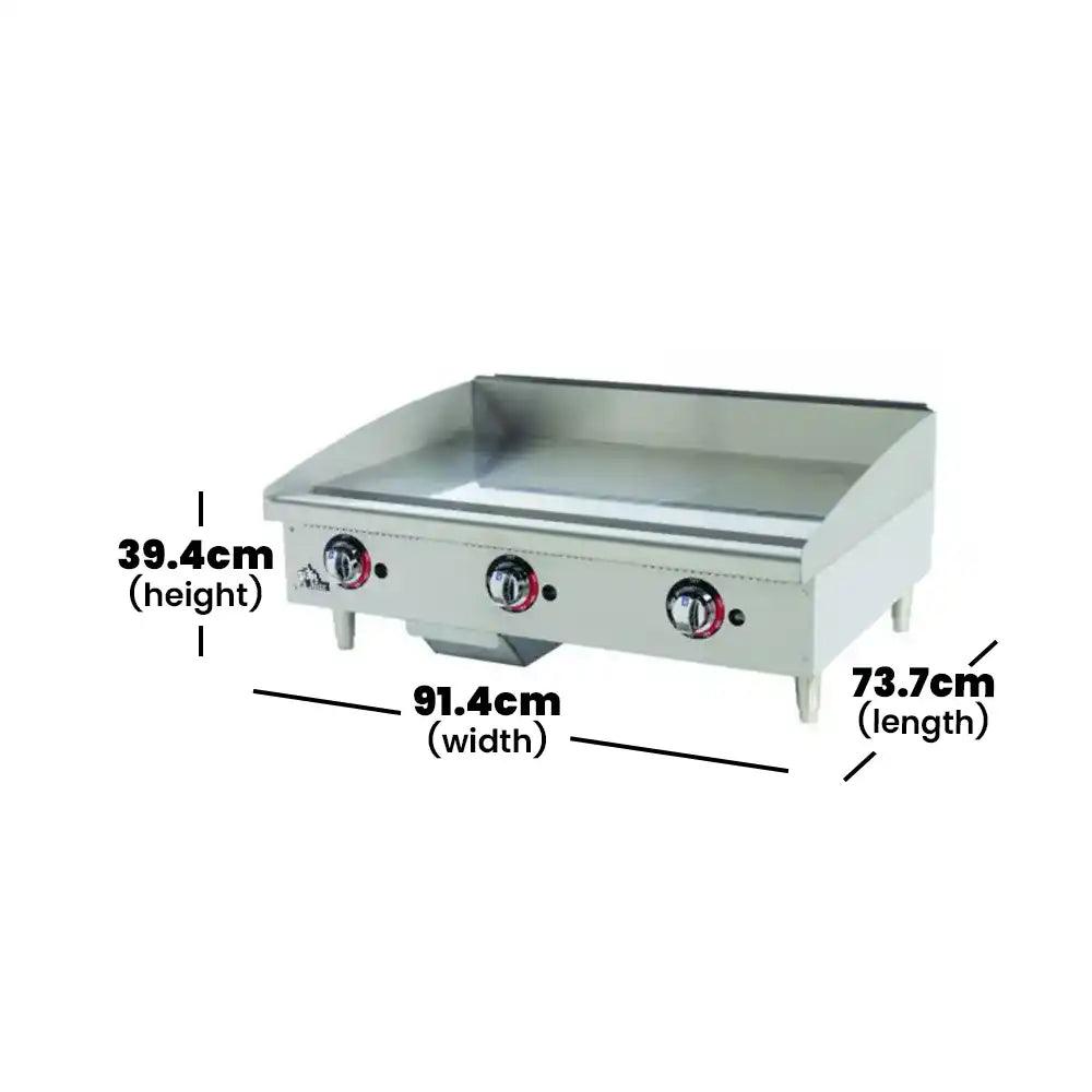 star manufacturing usa 636mf gas countertop griddle modulating thermostat stainless steel 91 4 x 73 7 x 39 4 cm 3 knobs control