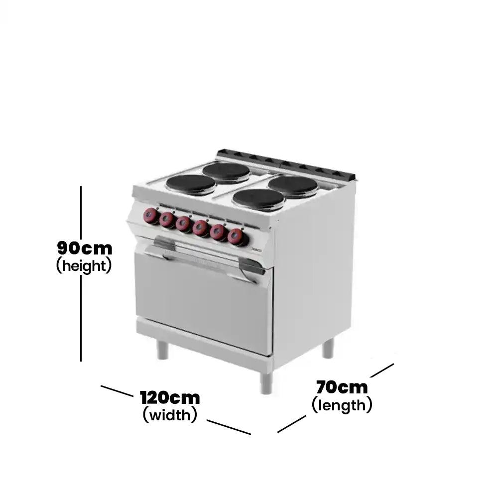 Desco PEE72M00 Electric Range 4 Round Plates with Electric Oven 6 Switch 16 kW   HorecaStore