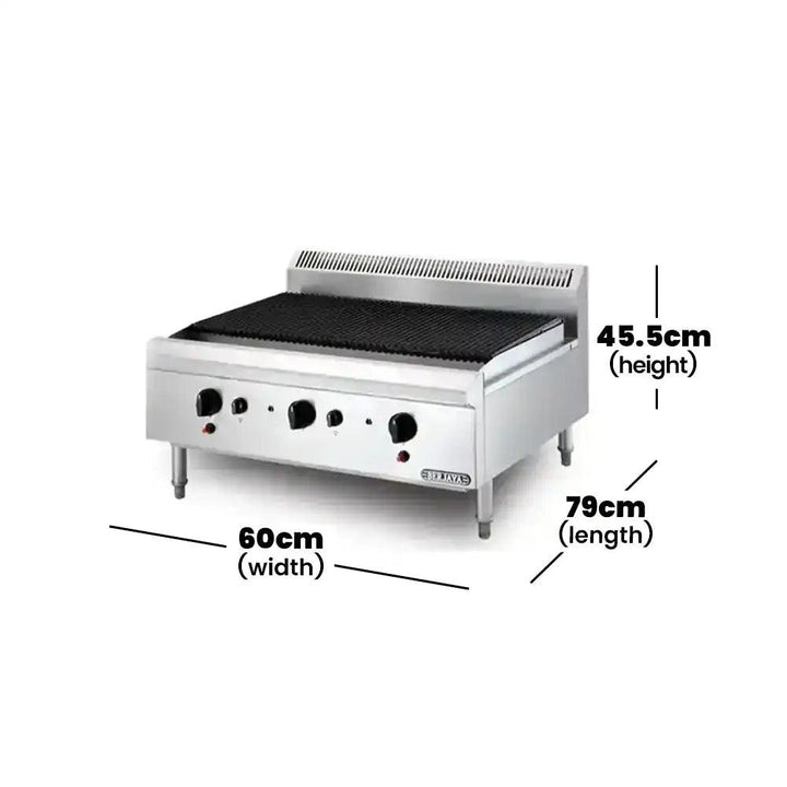 Berjaya CB3B-17 Gas Char Broiler Table Top 3 Burners, Power 13.185 KW - HorecaStore