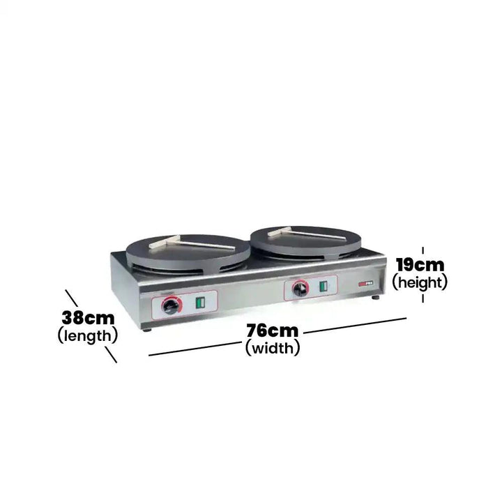 RM Gastro CRE235 Three Phase Double Electric Crepe Machine, Power 2 x 2.4 kW, 70 x 38 x 19 cm   HorecaStore