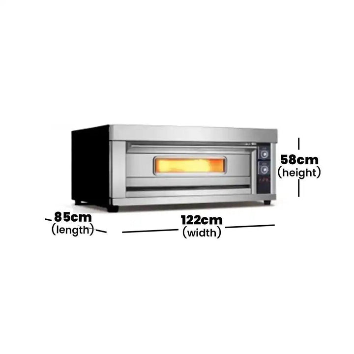 capinox wfc 102d stainless steel electric oven with timer infrared heating mechanism large scale visual glass 1 layer with 2 trays electric power 6 6 kw 122 x 85 x 58 cm