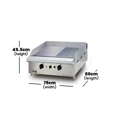 Berjaya GG2BHR-17 Gas Griddle Halfribbed 2 Burner Cooking Surface, Power 15.236 KW - HorecaStore