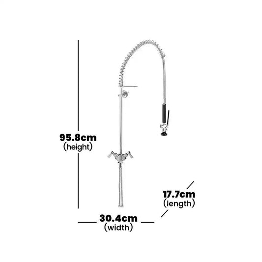 Fisher USA 2110 Deck Mounted Single Base Pre Rinse Faucet with Wall Bracket, 95.9 x 17.8 x 91.44 cm   HorecaStore