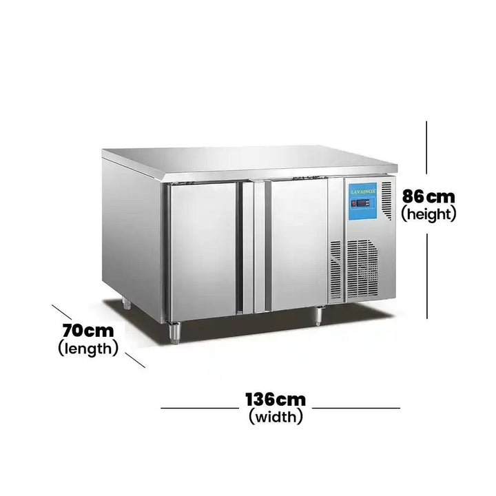 Lava Inox TD14 L2F Work Top Freezer, 2 Spring Doors, 282 L Capacity, Power 230W, 136 x 70 x 86 cm   HorecaStore