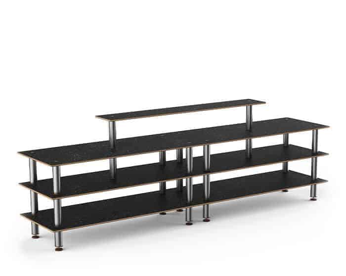 Modular Double Display Buffet ‐ Marble Black Stainless Steel ‐ On Legs