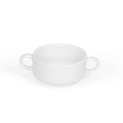 Furtino England Delta White Porcelain Soup Bowl Inhandled Stacking