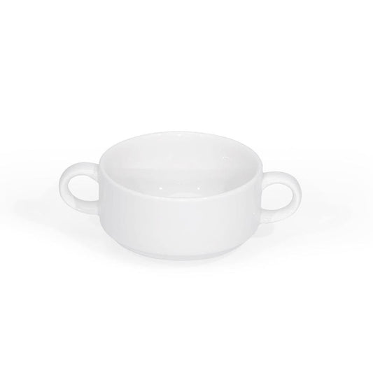 Furtino England Delta White Porcelain Soup Bowl Inhandled Stacking - HorecaStore