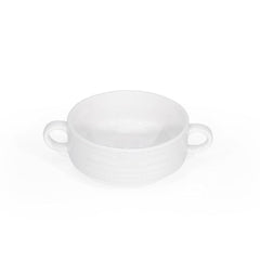 Furtino England Row 13cm/5" White Porcelain Soup Bowl Handled Stacking