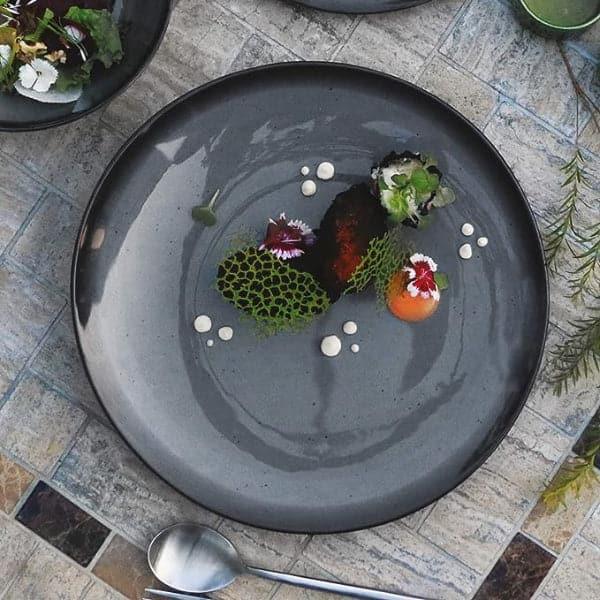 Dinewell Riva 9.5"/24CM Melamine Side Round Plate Grey 6/Case