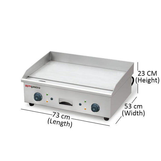 THS Stainless Steel Electric Grill Smooth, 4.4 kW, 73 x 53 x 23 cm