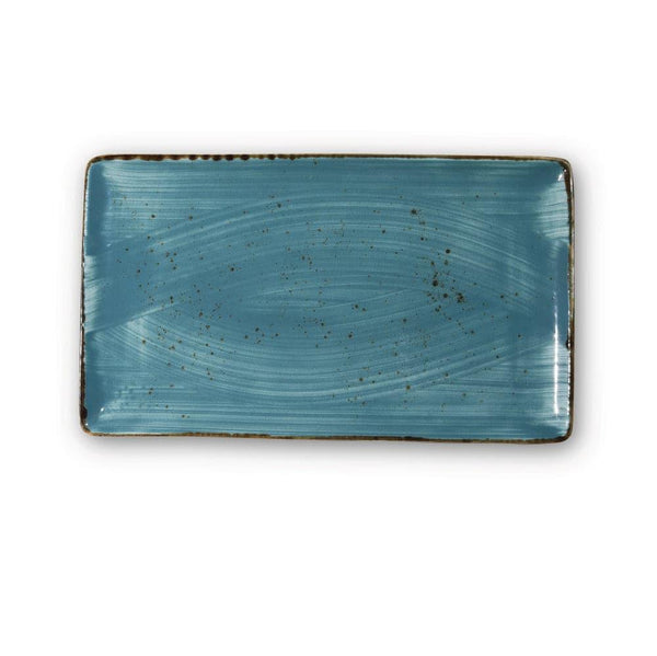 Furtino England Exotic 6"x10.5"/16x27cm Blue Porcelain Rectangle Plate - HorecaStore