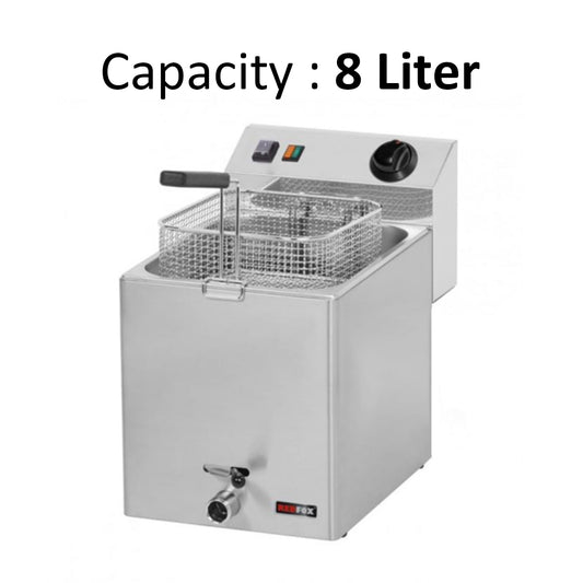 RM Gastro Electric Fryer with Oil Draining Tap, 8 L, 3 kW, 27 x 42 x 30 cm