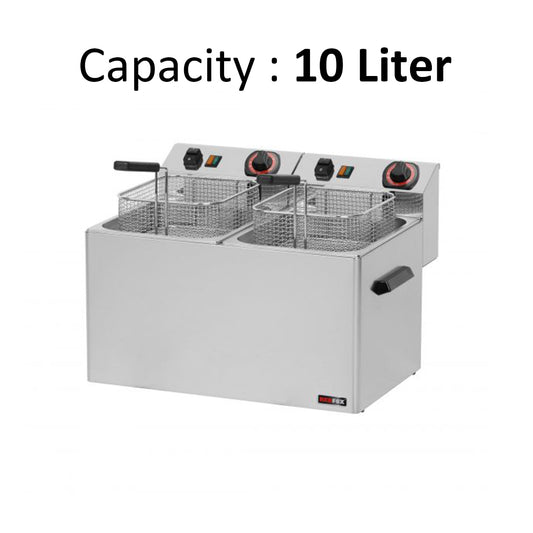 RM Gastro Electric Fryer Double Basket, 10 L, 6 kW, 40 x 45 x 33 cm