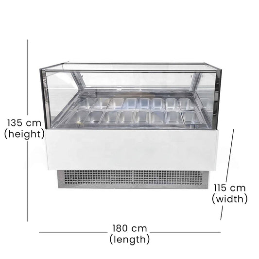 Lava Inox GICV1200-H12 Ice Cream Display Freezer, 450 W, 120 x 115 x 135 cm