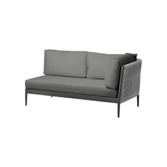 Gymkhana Ithaca Outdoor Left Modular 2 Seater Sofa Left Hand with Seat, Charcoal/Silver/Charcoal, 161x86x72.5 cm