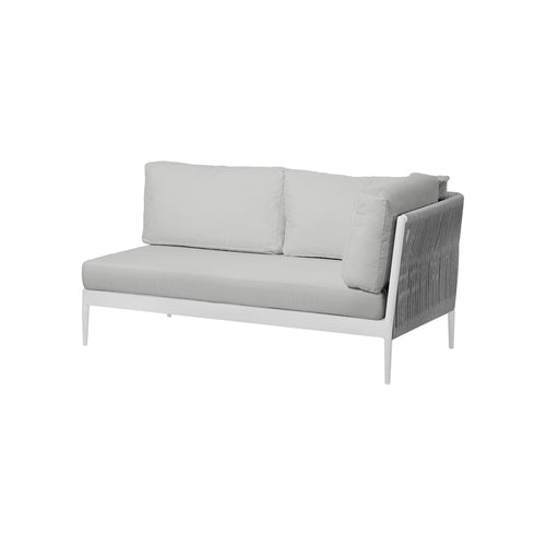 Gymkhana Ithaca Outdoor Left Modular 2 Seater Sofa With Cushions Removable Covers Aluminium Frame, White/Silver/Beige, 161x86x72.5 cm