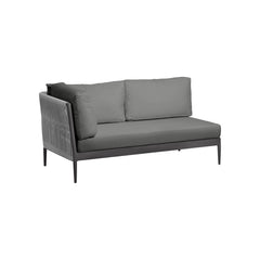 Gymkhana Ithaca Outdoor Right Modular 2 Seater Sofa Right Hand with Seat, Charcoal/Silver/Charcoal, 161x86x72.5 cm