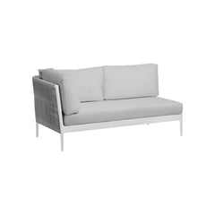 Gymkhana Ithaca Outdoor Right Modular 2 Seater Sofa With Cushions Removable Covers Aluminium Frame, White/Silver/Beige, 161x86x72.5 cm