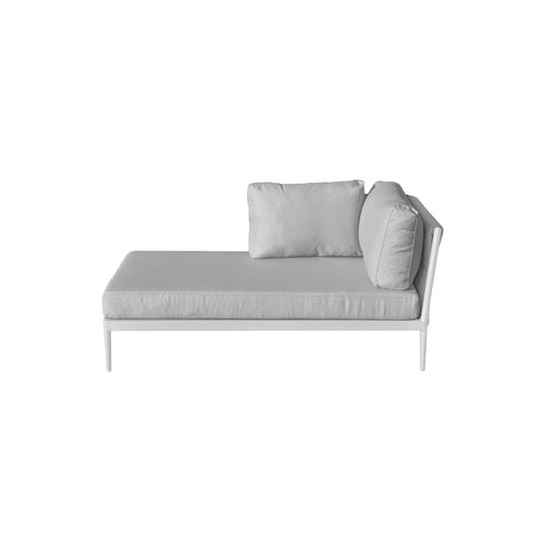 Gymkhana Ithaca Outdoor Right Modular Sofa Lounge with Cushions Removable Cover, White/Silver/Beige, 161x86x72.5 cm