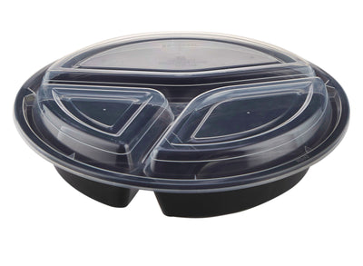 hotpack lids for black base round 3 compartment container 1420 ml 300 pcs