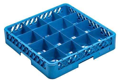 Jiwins Plastic 16 Compartment Standard Glass Rack Blue 19.7 x 19.7 x 4"