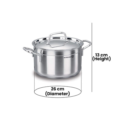 KORKMAZ KA1025 ALFA CASSEROLE, 26 cm x 13 cm / 6.8 ltr. CAPACITY