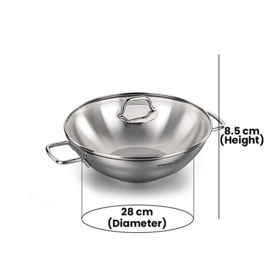 KORKMAZ KA1519 PERLA WOK, 28 cm x 8.5 cm, 3.3 ltrs Capacity