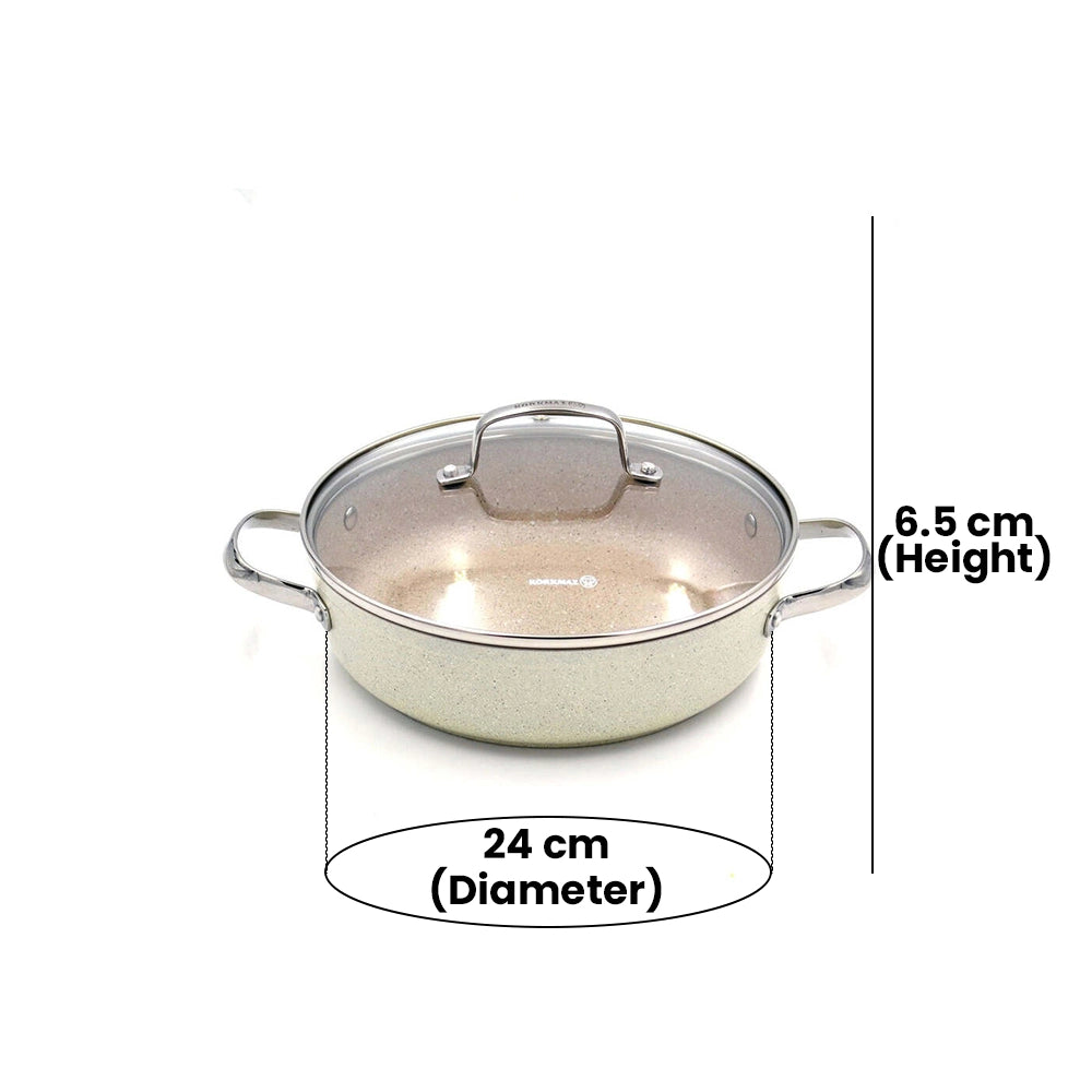 KORKMAZ KA1854 GRANITA ALUMINUM LOW CASSEROLE, 24 cm x 6.5 cm