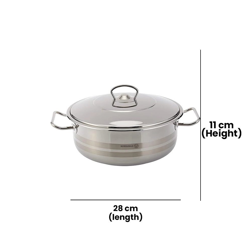 KORKMAZ KA1941 MEGA LOW CASSEROLE, 28 cm x 11 cm / 6.5 ltr. CAPACITY