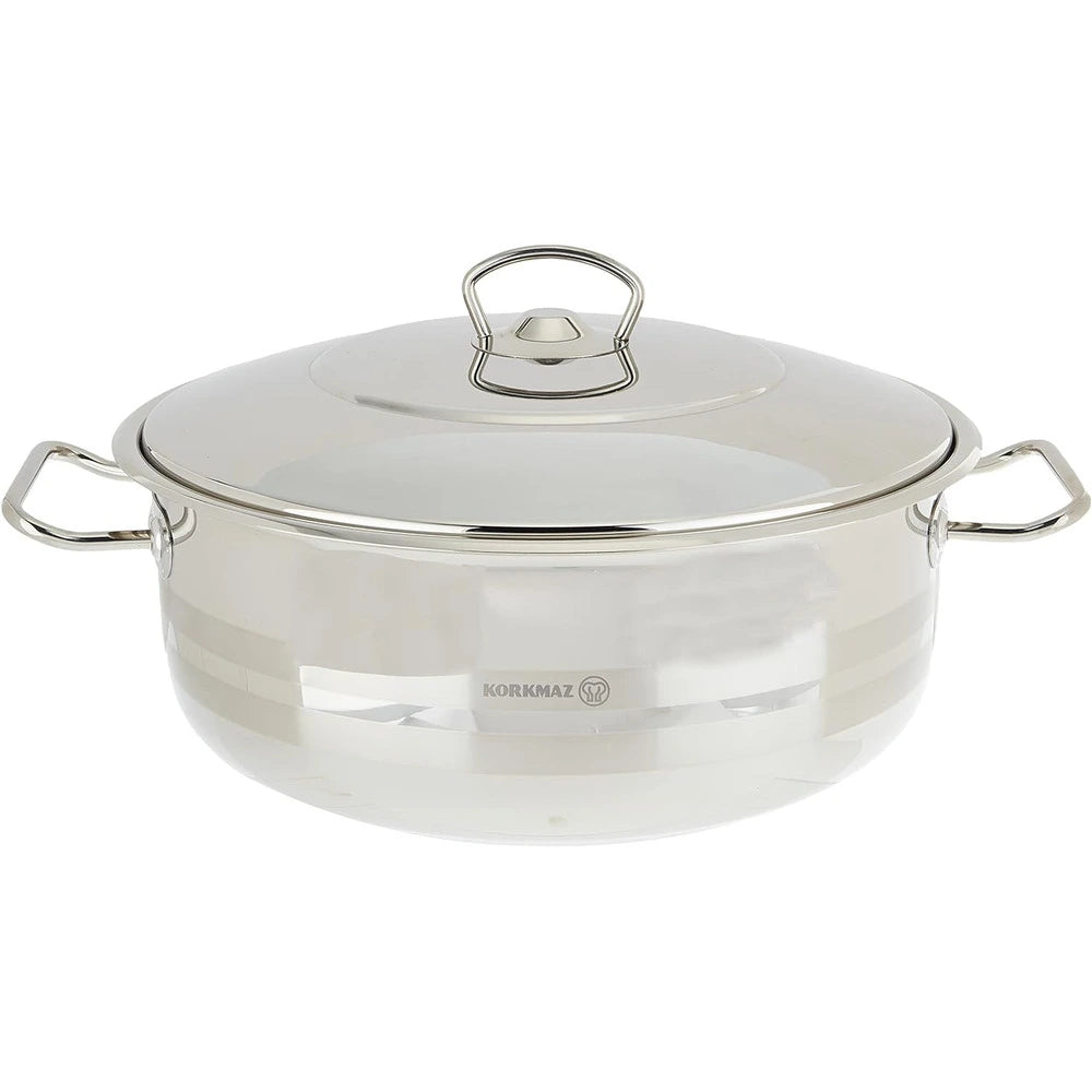 KORKMAZ KA1943 MEGA LOW CASSEROLE, 32 cm x 13 cm / 10 ltr. CAPACITY