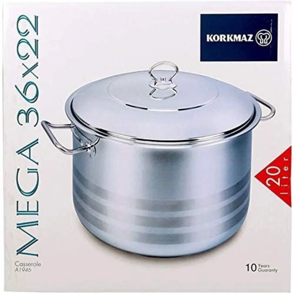 KORKMAZ KA1946 MEGA CASSEROLE, 36 cm x 22 cm / 20 ltr. CAPACITY