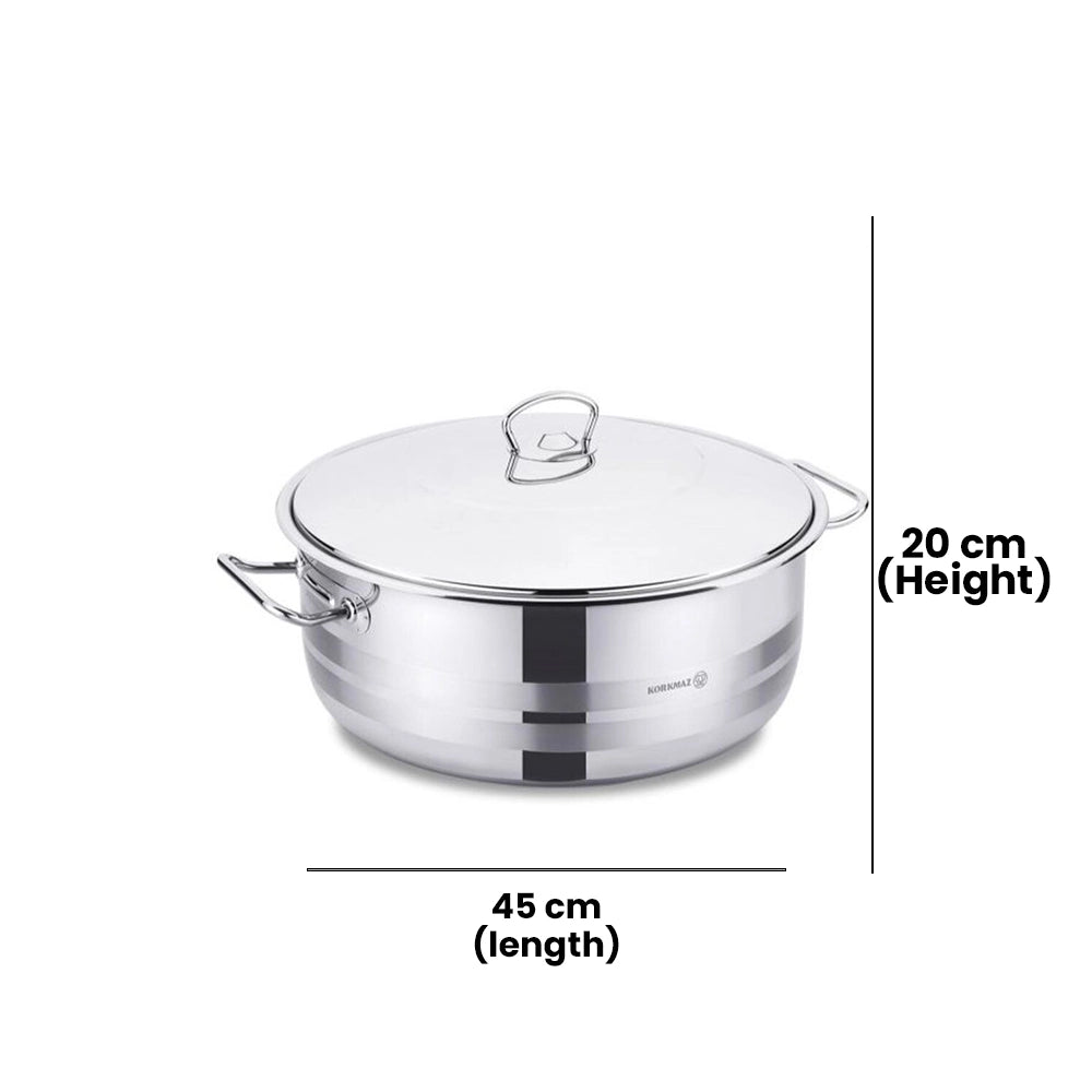 KORKMAZ KA1949 MEGA LOW CASSEROLE, 45 cm x 20 cm / 30 ltr. CAPACITY