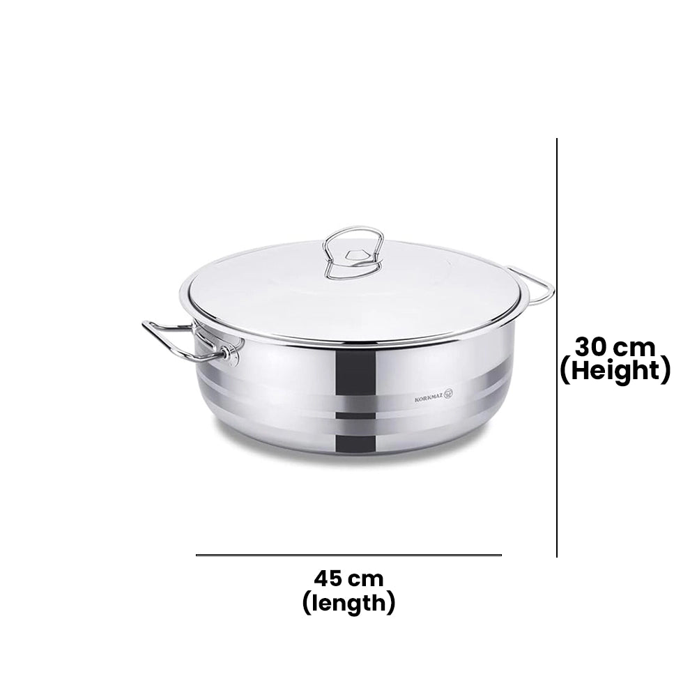 KORKMAZ KA1951 MEGA LOW CASSEROLE, 50 cm x 23 cm / 45 ltr. CAPACITY