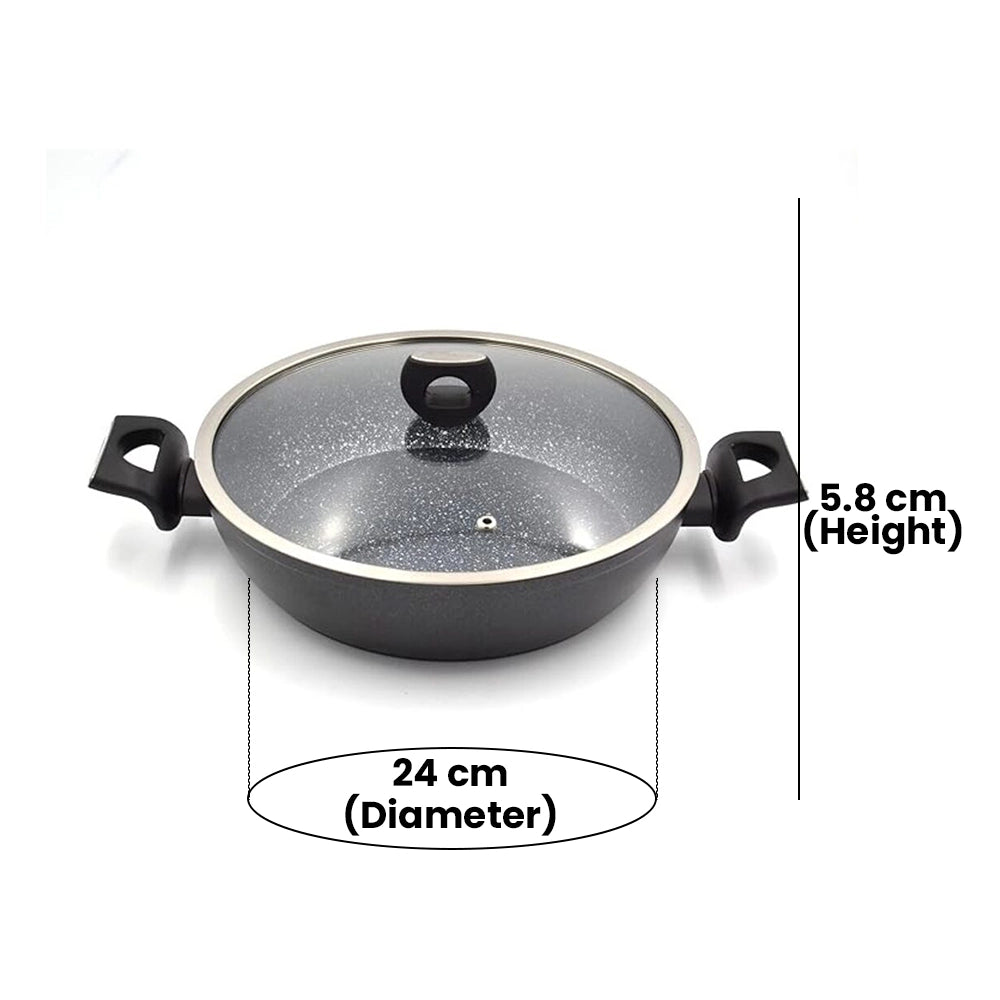 KORKMAZ KA2943 NORA GRANITE LOW CASSEROLE, 24 cm x 5.8 cm