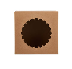 Hotpack Kraft Cake Box with a Round Window, 20 x 20 cm, 100 PCs