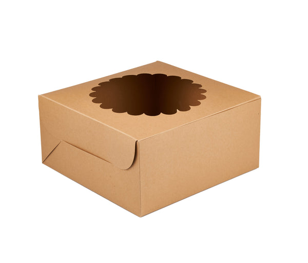 hotpack kraft cake box with a round window 25 x 25 cm 100 pcs