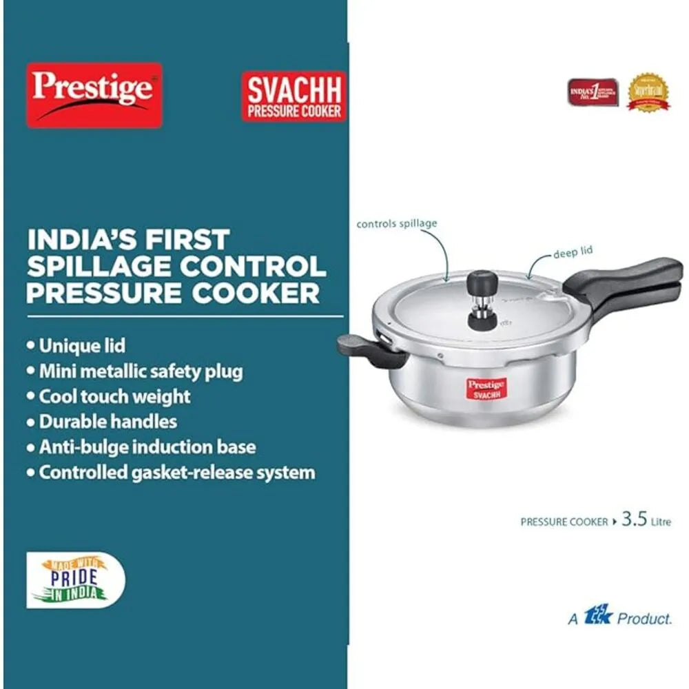 PRESTIGE MPD10728 SVACHH ALUMINUM JUNIOR DEEP PRESSURE COOKER, 3.5 ltr. CAPACITY