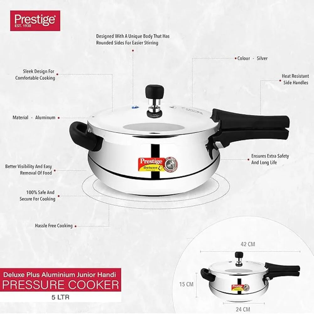 PRESTIGE MPD10794 DLX PLUS ALUMINUM JUNIOR HANDI COOKER, 5 ltr. CAPACITY