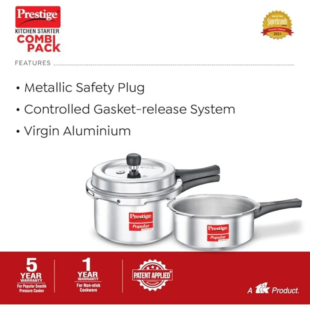 PRESTIGE MPP10180 3L+2L COMBI COOKERS+TAWA 25CM+FRYPAN 18CM