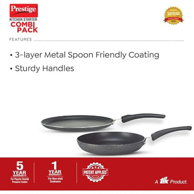 PRESTIGE MPP10180 3L+2L COMBI COOKERS+TAWA 25CM+FRYPAN 18CM