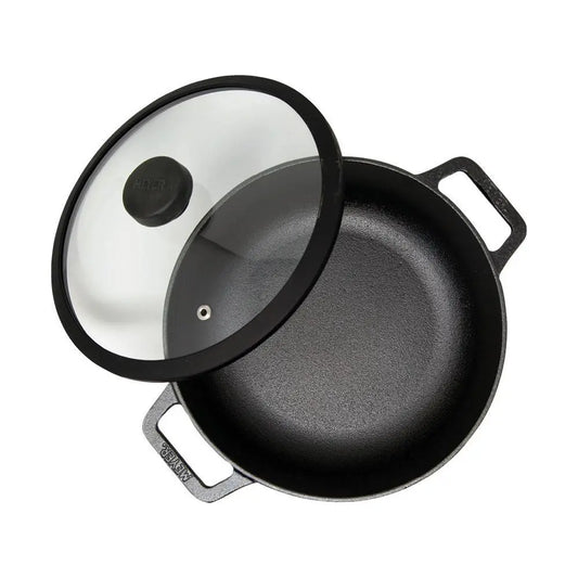 MEYER MY48241 CAST IRON SAUTEUSE WITH GLASS LID, 24 cm DIAMETER