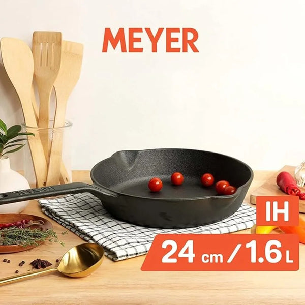 MEYER MY48242 CAST IRON SKILLET WITH SINGLE HANDLE, 24 cm DIAMETER