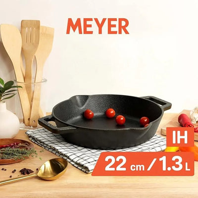 MEYER MY48447 CAST IRON SKILLET WITH TWO SIDE HANDLE, 22 cm DIAMETER