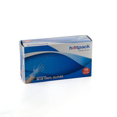 Hotpack Powder Free Blue Vinyl Gloves, Medium size, 1000 PCs