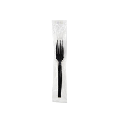 hotpack heavy duty black plastic fork individually wrapped 2 6x18 5 cm 500 pcs